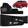 Imagem de Jogo de Tapetes Carpete Peugeot 307 2009 a 2012 Preto Logo Bordado Concept 3D 5 Peças