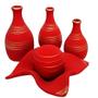 Imagem de Jogo de Vasos Trio Garrafas e Centro de Mesa em Cerâmica Fosca - Red Gold