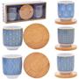 Imagem de Jogo de xicara de porcelana com pires de bambu para café 4 peças 110ml - RIO DE OURO