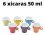 Imagem de Jogo De Xícaras Café Chá Coloridas Com Suporte Kit 6 Canecas
