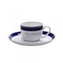 Imagem de Jogo de Xícaras de Café com Pires Porcelana 12 Peças 95ml Rojemac Branco/Azul/Prata