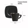 Imagem de Jogo de Xícaras De Café em Cerâmica Preto Matte Fosco Premium 60ml Com Pires