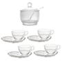 Imagem de Jogo De Xícaras De Cristal Coração Pearl 180ml Com Açucareiro Com Colher