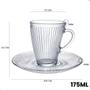 Jogo de Xícaras e Pires Vidro Canelado 175ml - Kit 12 Peças Chá Café Transparente - Galaxy Glass Imagem de Jogo de Xícaras e Pires Vidro Canelado 175ml - Kit 12 Peças Chá Café Transparente