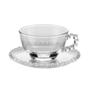 Imagem de Jogo de Xicaras Para Chá Café de Cristal Com Pires Caneca Decorada com Bolinhas Transparentes 180ml