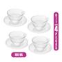 Imagem de Jogo de Xicaras Para Chá Café de Cristal Com Pires Caneca Decorada com Bolinhas Transparentes 180ml