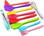 Imagem de Jogo Kit 10 Utensílios Silicone Colorido Cozinha Colher Pegador Concha Espátula Pincel