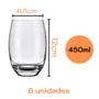 Imagem de Jogo Kit 6 Copos Vidro Oval Drink Água Suco 450ml Resistente