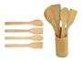 Imagem de Jogo kit colher de pau espatulas bambu cozinha 4 peças