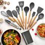 Jogo Kit Com 12 Peças Utensílios De Cozinha Colheres Espatulas Pegador Silicone Copo Suporte - Prime Imagem de Jogo Kit Com 12 Peças Utensílios De Cozinha Colheres Espatulas Pegador Silicone Copo Suporte