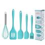 Imagem de Jogo Kit Com 5 Peças Talheres Utensílios De Cozinha Em Silicone Colher Espátula Livre BPA