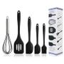 Imagem de Jogo Kit Com 5 Peças Talheres Utensílios De Cozinha Em Silicone Colher Espátula Livre BPA