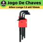 Imagem de Jogo Kit De Chave Allen Hexagonal Longa 9 Pçs CRV 1.5 a 10mm - 112319