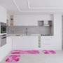 Imagem de Jogo Kit Tapete Cozinha Anti Derrapante 3 Uni Mesclado Rosa