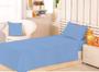 Imagem de Jogo lençol 3 peças cama solteiro veste cama box 0,88 x 1,88 x 30cm de altura 150 fios pensão casa-azul