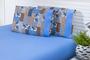 Imagem de Jogo Lençol 4 Peças Cama Viúva(1,88m x 1,28m x 30alt ) Percal 180 Fios Estampado AZUL