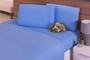 Imagem de Jogo Lençol 4 Peças Cama Viúva 1,98x1,08mx30cm 100% Algodão 200 Fios Ponto Palito Azul