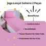 Imagem de Jogo Lençol Roupa Cama Box Elastico Solteiro 2 Pçs Fronha Quarto Macio Grosso Basico Rosa Simples