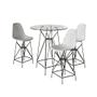 Imagem de Jogo Mesa Bistrô Eames Tampo Vidro 60cm 3 Banquetas Branca Base Ferro Preto