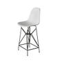 Imagem de Jogo Mesa Bistrô Eames Tampo Vidro 60cm 3 Banquetas Branca Base Ferro Preto