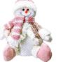 Imagem de Jogo Papai Noel e Boneco de Neve Sentado Rosê Luxo Gorrinho e Cachecol Crochê 32cm - Magizi