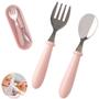 Imagem de Jogo Talheres Infantil Colher Garfo Inox  Kit Com Estojo Bebe Rosa Criança