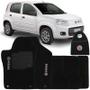 Imagem de Jogo Tapete Automotivo Carpete + Lixeira Fiat Uno 2011 à 2018 Soft Logo Bordado Preto 6 Peças