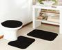Imagem de Jogo tapete banheiro 3 peças 100% antiderrapante pelo toque super macio não risca piso classic oasis (preto)