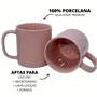 Imagem de Jogo Xicara Caneca Cafe Cha Porcelana Rosa 200ml 06un