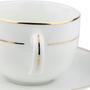 Imagem de Jogo Xicaras De Café Com Pires 90Ml Kit 6 Pcs Borda Dourada