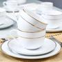 Imagem de Jogo Xicaras De Café Com Pires 90Ml Kit 6 Pcs Borda Dourada