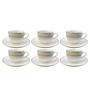 Imagem de Jogo Xicaras De Café Com Pires 90Ml Kit 6 Pcs Borda Dourada