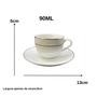Imagem de Jogo Xicaras De Café Com Pires 90Ml Kit 6 Pcs Borda Dourada