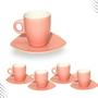 Imagem de Jogo xicaras de cafe com pires ceramica 12 peças rose 120ml