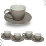 Imagem de Jogo xicaras de cafe com pires e suporte 100 ml 13 pç cinza