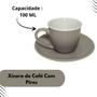Imagem de Jogo xicaras de cafe com pires e suporte 100 ml 13 pç cinza