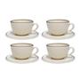 Imagem de Jogo Xicaras de Chá Café Com Pires Kit 4pcs 200ml Cerâmica Oxford Unni Brisa