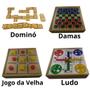 Imagem de Jogos Tabuleiro 4 em 1 Damas Ludo Jogo da Velha Dominó