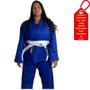 Imagem de Kimono Feminino Jiu-Jitsu Judô Adulto Reforçado Azul 1 Fit