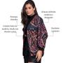 Imagem de Kimono Feminino Manga Longa Cardigan Forrado Estampado Parka Blusa de Frio Oncinha Floral Casual Elegante Marrom Look Te