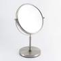 Imagem de kimzcn 8 polegadas grande espelho de vaidade giratório de dupla face com 3 x de ampliação, espelho de maquiagem de dois lados em forma oval, espelho de mesa do banheiro 1x/3x ampliação níquel acabamento D500111BN