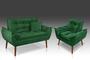 Imagem de Kit 01 Namoradeira+01 Poltrona Opala+02 Almofadas Suede Verde-CS Poltrona e Cia