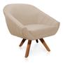 Imagem de Kit 01 Namoradeira 02 Lugares e 02 Poltronas Giratória Giovana Suede Bege Base Madeira MM30 - D'Rossi