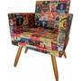 Imagem de Kit 01 Poltrona Cadeira Decorativa Nina E 2 Puff Suede Beer