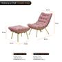 Imagem de Kit 01 Poltrona Decorativa Costela Esqueleto Adão com 01 Puff Base  Dourado Fixa de Ferro Suede Rosa Rose - 2M Decor