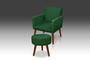 Imagem de Kit 01 Poltrona Nina +01 Puff Redondo Suede Verde-Modena Decor 