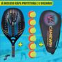 Imagem de Kit 01 Raquete Beach Tennis Carbono 3k Tratamento + 06 Bolas