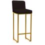 Imagem de Kit 02 Banqueta Alta Com Encosto Lucca -60cm chão até o assento Industrial Ferro Dourado Suede Marrom - Ahazzo Móveis