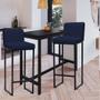 Imagem de Kit 02 Banqueta Alta Com Encosto Lucca -60cm chão até o assento Industrial Ferro Preto material sintético Azul Marinho - Ahazzo Móveis