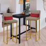 Imagem de Kit 02 Banqueta Alta com Encosto Lucca Industrial Cozinha Balcão Ferro Dourado Sintético Bege e Almofada Vermelho - Ahazzo Móveis